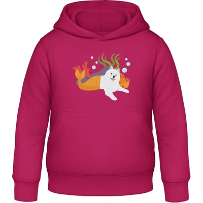 AWDis detská mikina s Kapucňu Dizajn pre deti so psíkom Zvodná ružová