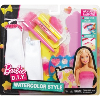 Mattel Panenka Barbie D.I.Y. Akvarelové bílo-růžové návrhářství