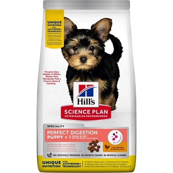 Hill's Science Plan Perfect Digestion Small&Mini Puppy с пилешко и кафяв ориз 6kg