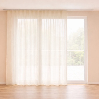 Takoy Hotová záclona 300x250 ecru se lněným vzhledem-HT-00503 | 300 x 250 cm
