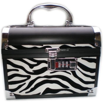 Norma kosmetický kufr velký zebra se zrcátkem a kod zamkem