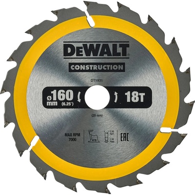 DeWALT DT1931 Pílový kotúč CONSTRUCTION, 160 x 20 mm, 18 zubov