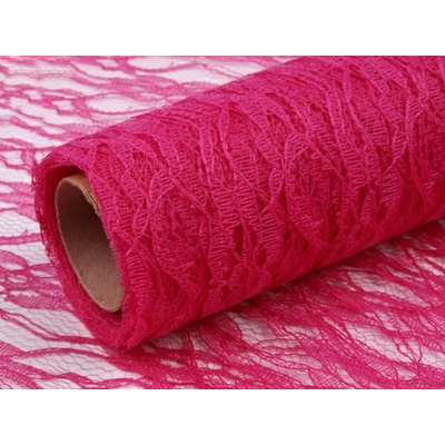 Svatba-eshop Krajková šerpa na stůl sytě růžová 50 cm x 4,5 m - šerpa na slavnostní svatební stůl – Hledejceny.cz