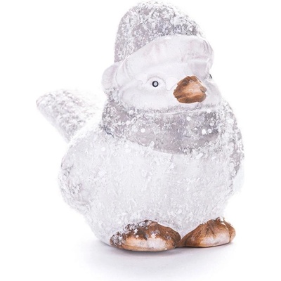 MagicHome Dekorácia Vianoce Vtáčik sýkorka s čiapočkou terakota 10x5x10 cm