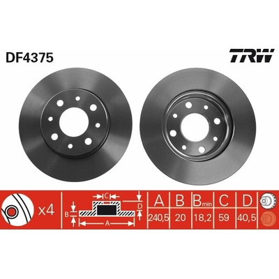 TRW Brzdový kotúč DF4375 sada 2 ks