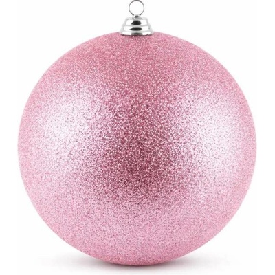DECOLED Velká vánoční ozdoba růžová glitter 30 cm plastová koule