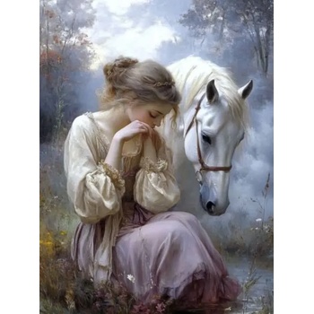 Norimpex - Puzzle Diamant painting: Girl with a horse 30x40cm - 1 - 39 piese
