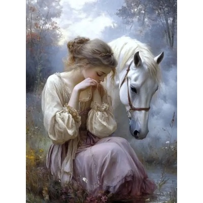 Norimpex - Puzzle Diamant painting: Girl with a horse 30x40cm - 1 - 39 piese