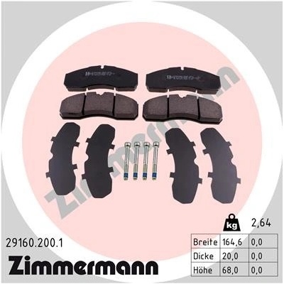 Sada brzdových destiček, kotoučová brzda ZIMMERMANN 29160.200.1