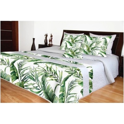DomTextilu přehoz prešívané so zelenými listami 11351-76720 200 x 220 cm