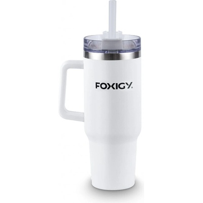 Foxigy Termohrnček do auta so slamkou 1200 ml White