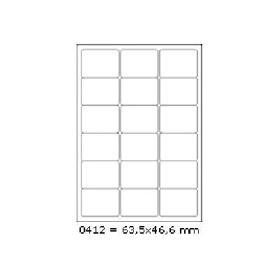 CDRmarket ETR0ECO0412A4100 samolepiace etikety 63,5 x 46,6 mm, 18 etiket, A4, 100 listů, biela