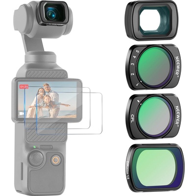 NEEWER filter set with 0.75x wide-angle lens 108° FOV, variable ND2-32 CPL 1/4 black diffusion filter compatible with DJI Osmo Pocket 3 / Pocket 4 / Xtra Muse accessories, FL-B09
