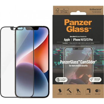 Image 1 of Panzer Стъклен протектор PanzerGlass за Apple iPhone 14 / 13/ 13 Pro, UWF, Camslider, Antibacterial - Черен
