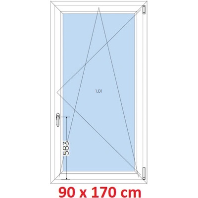 Soft Plastové okno 900 x 1700 mm, otevíravé a sklopné, Bílá