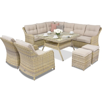 Garden Point Техноратанови градински мебели Toledo Comida 7 Angular с 2 пуфа Garden Point бежови (GAP144-ANG7PU)