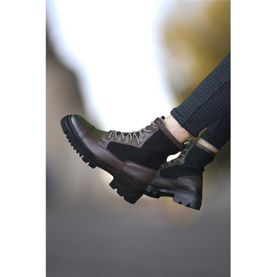 Riccon Мъжки боти с връзки - Кафяви #402214 (402214_Тъмно кафяв)