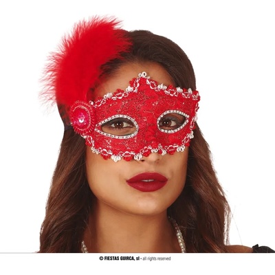 Fiestas Guirca Червено домино с червено перо