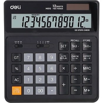 Deli Калкулатор Deli Smart EM01020, 12 разряден дисплей, настолен, Memory, %, Correct, Check 120 steps, Auto reply, черен (Smart EM01020)