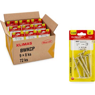 Klimas Wkret-Met 8x80mm - 1 Kartón (9x8 ks) - Konštrukčná skrutka s tanierovou hlavou TX, BWKCP