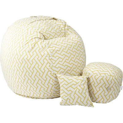 Pufrelax Комплект, Барбарон с табуретка за крака и декоративна възглавница 700л. King Size, Zappity Yellow, Перящ се калъф, Пълнеж с микс от мемори пяна и дунапрен, Гама Premium