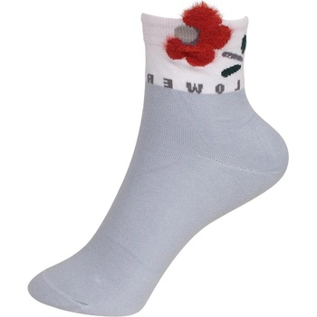 Дамски чорапи в сиво и бяло с цвете