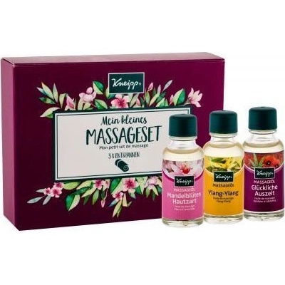 Kneipp Massage Oil pre ženy masážny olej Ylang-Ylang 20 ml + masážny olej Šťastné časy 20 ml + masážny olej Mandlové kvety 20 ml darčeková sada