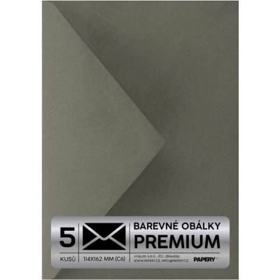 Obálka PREMIUM 5 KS (C6) 114x162 mm Antracitová Vintage