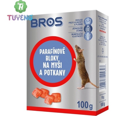 Rodenticid BROS parafínové bloky na myši a potkany 100g – Hledejceny.cz