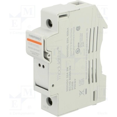 MERSEN CUS101HEL Pojistkový spodek; 10x38mm; na přípojnici DIN; 1kV; Póly: 1