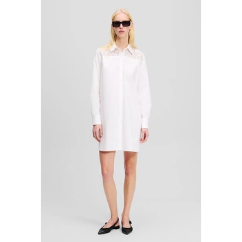 KARL LAGERFELD Памучна риза Karl Lagerfeld дамска в бяло със свободна кройка с класическа яка A2W11006 (A2W11006)