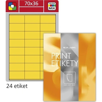 SK Label univerz. etikety, žluté, 70x36 mm, 2400 ks