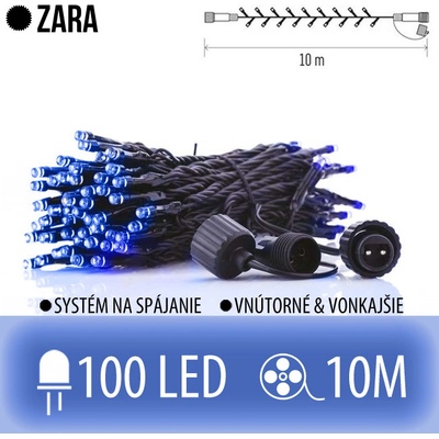 EMOS ZARA spojovateľná LED svetelná reťaz vonkajšia 100LED 10M Modrá