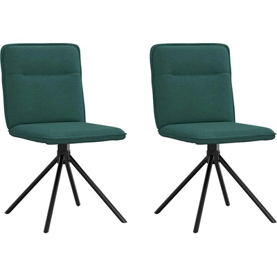 vidaXL Трапезни столове, 2 бр, тъмнозелени, текстил (4101237)