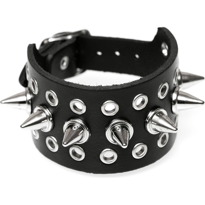 Black & metal Гривна с шипове - bwz-694