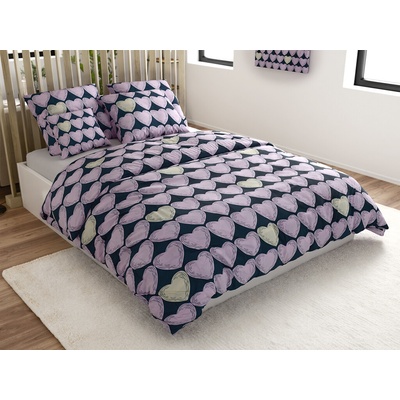 Textilomanie obliečky z mikrovlákna VIOLET HEARTS svetlo fialové 2x70x80 160x200