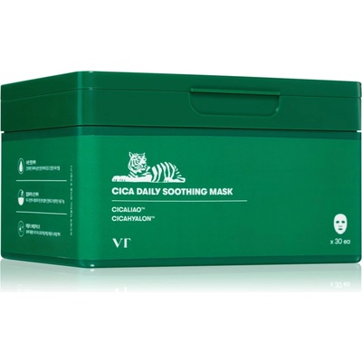 VT Cosmetics Cica Daily Soothing Mask интензивна хидратираща маска за лице с успокояващ ефект голяма опаковка 30 бр