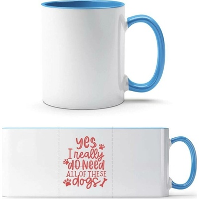 PrintEQ TTH Dvoubarevný Hrnek Design pro majitele více psů Bílá Světlemodrá Standard Dárky 250 ml