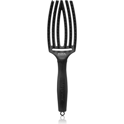 Olivia Garden Fingerbrush Boar & Nylon Четка за коса с влакна от найлон и глиган Full Black M