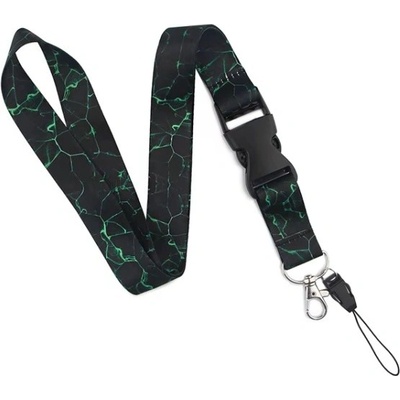 Šňůrka na krk Unique Store Lanyard mramor černý se zelenou