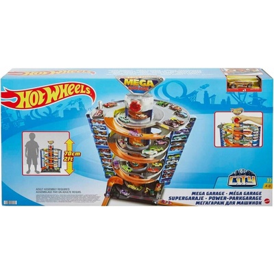Hot Wheels City Závodní Mega Garáž s Točitou Dráhou + autíčko 1:64