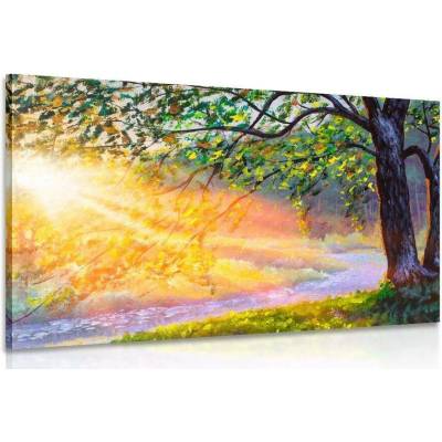 Obraz východ slnka v lese - 120x80