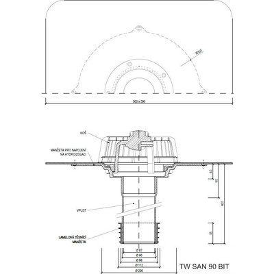 Sanačný vpust TW SAN BIT Typ: 90 BIT (99-106mm)
