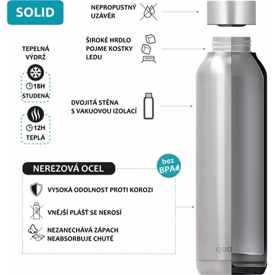 Quokka Nerezová lahev Solid Sleek 0,63 l