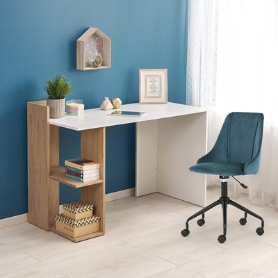 Бюро Fino 122 cm златен дъб и бял