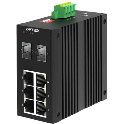 DK3100I-6FP2FS, 6x 10/100 PoE, 2х 100Base-FX SFP, 802.3af/at, PoE budget 180W (DK3100I-6FP2FS)