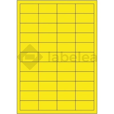 Labelea Samolepiace etikety 48,5x25,4 mm farebné papierové, na hárku A4, pre laserovú a atramentovú tlač, Farba etikiet Žltá, Počet hárkov v balení 100 EPY048025PY044S