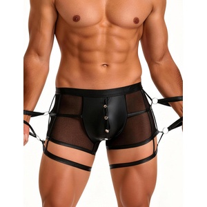 SuperLove See-through Stylish Men Boxer with Handcuffs 278 Black XL