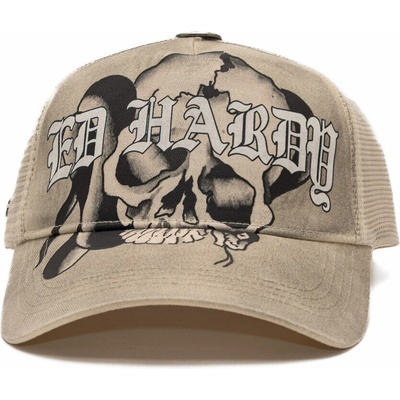 Ed Hardy Gothic Skull Tab 5 Panel Trucker Cap Dove
