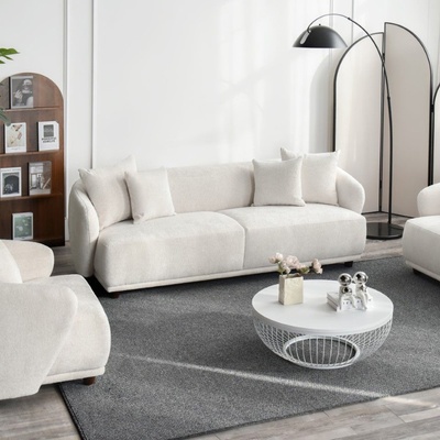 Home Finishing Триместен диван FAMIGLIA 220x91x71 слонова кост (20FAMIGLIA03-01)